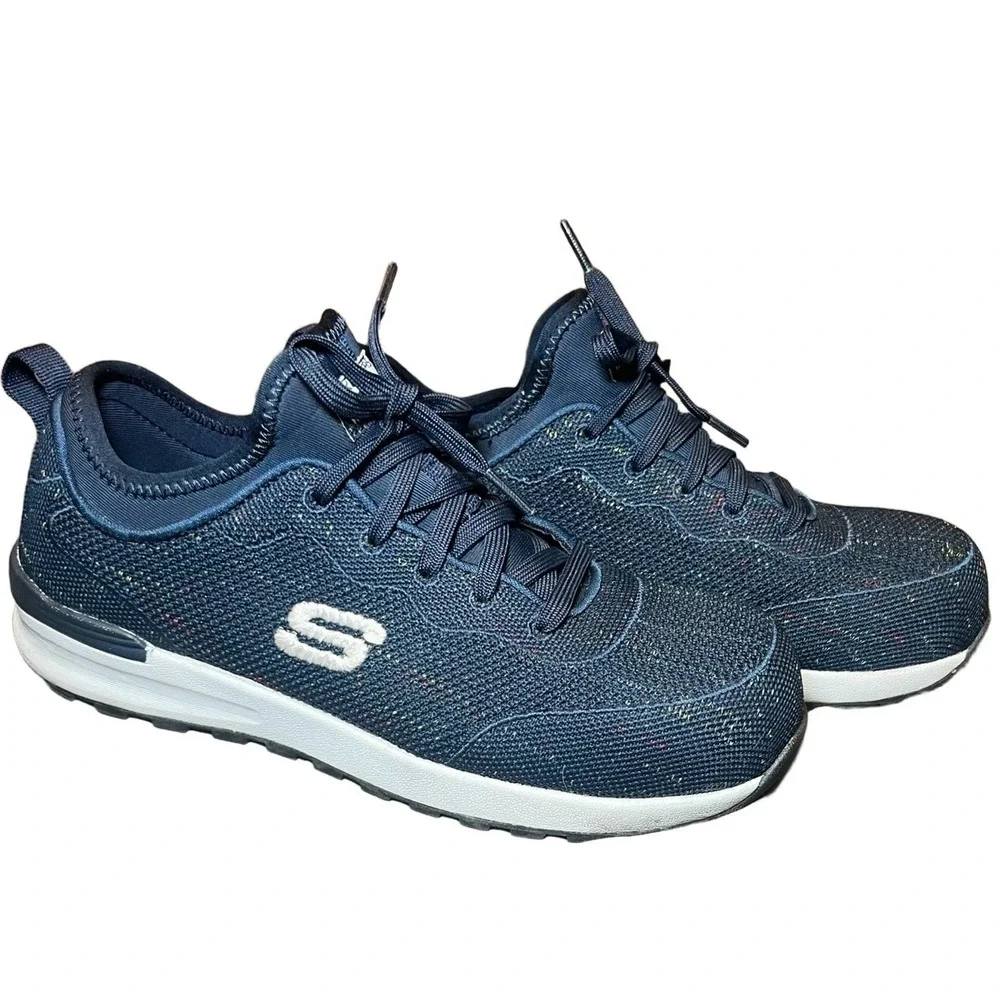 Skechers Womens Size 8 1/2 Work Shoes Steel Toe Safety Navy Blue Sneakers Safety